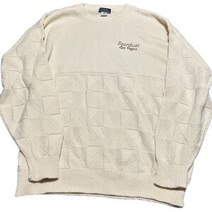 Vtg Stardust Casino Las Vegas Creme Ivory Crewneck Sweater Sz XL USA Made